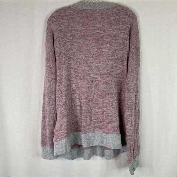Wrap Top Women’s XL Purple Pink Gray Deep V Neck Color Block Long Sleeve Stretch - Picture 4 of 7
